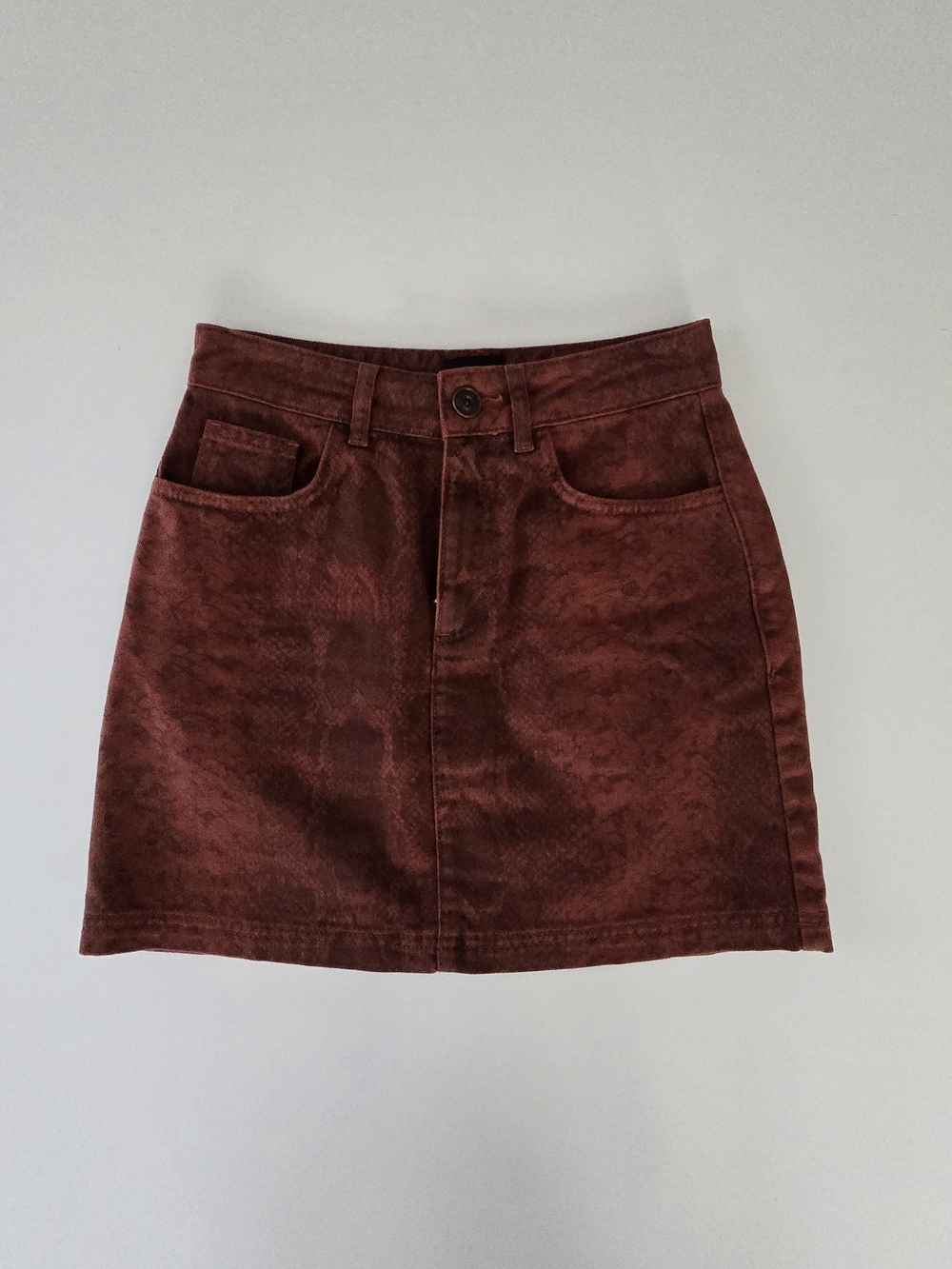 BDG Rust Red Mini Skirt with Front Pockets